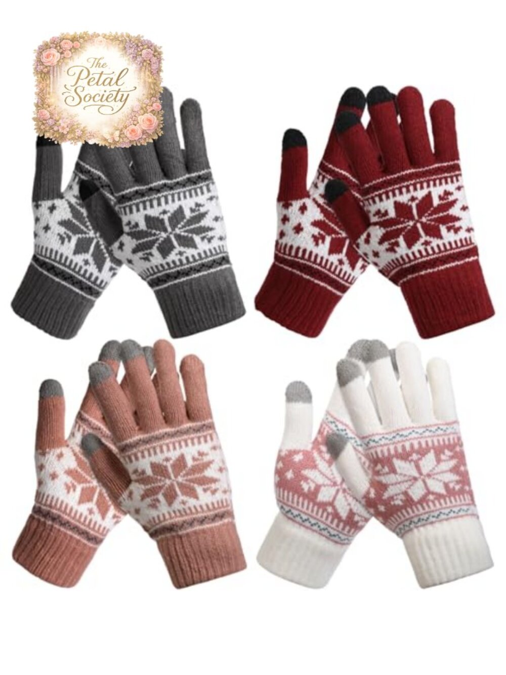 Women Chenille Touch Screen Winter Gloves Fleece Lined 4 Pairs